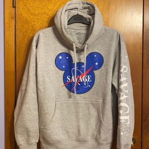 Grey Savage Hoodie with Disney/NASA design